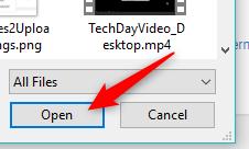 b) Next, click the large arrow to find your video and select it. c) Click Open in the routing window and YouTube will begin to process the upload.