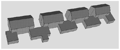 In an iterative way outlines of the buildings are determined from the outlines of the planes. Figure 5 Extracted building outline.