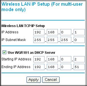 Using WAN IP Setup Options The LAN IP Setup feature is under the Advanced heading of the main menu. This feature allows configuration of LAN IP services such as DHCP and RIP.