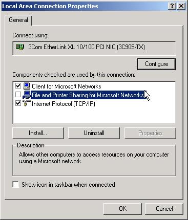 Click OK to return to Local Area Connection Properties.