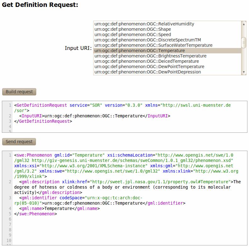 Figure 12: Screenshot showing a GetDefinition operation response 12.2.2 Using the SOR for Discovering Semantically Related Observables The second main function of the SOR is to exploit the semantics of observables in order to find related observables.
