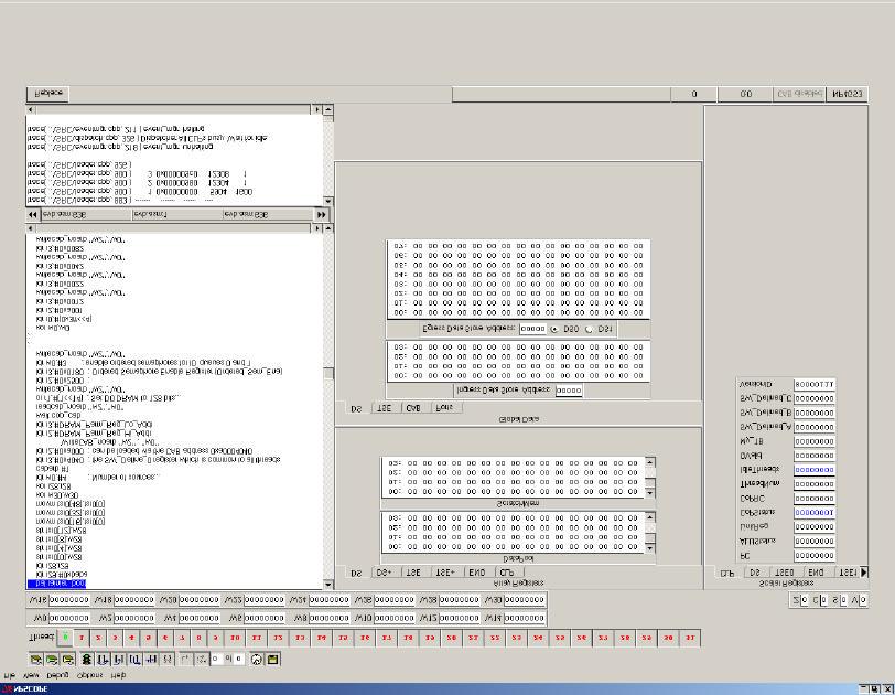 User interface of Simulator and Remote Debugger Thread control Code view with break point and single stepping