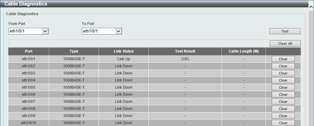 8. OAM Cable Diagnostics DDM Cable Diagnostics The cable diagnostics feature is designed primarily for administrators or customer service representatives to verify and test copper cables; it can