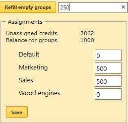 Facing every existing group you can adjust the remaining credits.