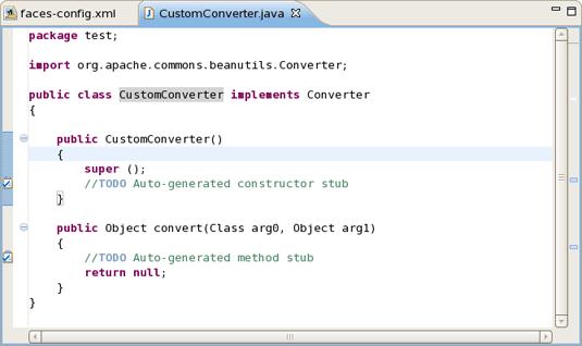 Chapter 6. Creation and Regis... Figure 6.5. Converter Class Now you are able to add a business logic of converter in the Java editor. 6.2.