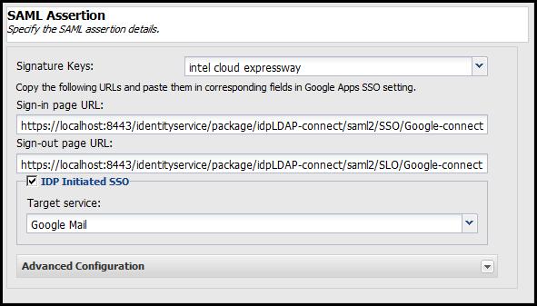 3.4 Configure a SAML Assertion for a Google Cloud Connector Configuring SAML2 authentication in the Google Cloud Connector wizard includes configuring the SAML assertion.