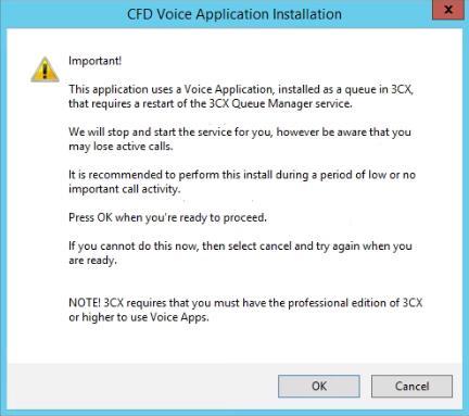 9. An alert message appears that suggests you to perform the installation only when you don t have any active calls running. a. Click OK if you don t have any active calls running to continue the installation.