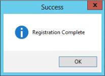 Figure 18: Registration Success message box Pay particular attention to the number of licenses shown in the Licenses field. This is the number of authorized endpoints.