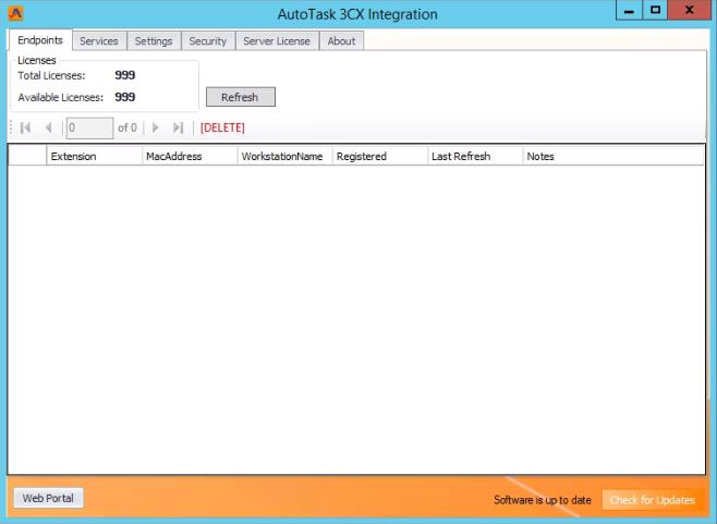 Disable Endpoint Figure 19: AutoTask Integration configuration screen - Endpoints tab You can reclaim a registration by disabling an end point so that the system returns the license