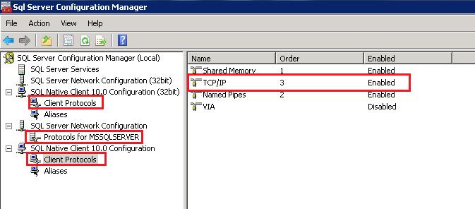 Probably TCP/IP channel is disabled under SQL Server Configuration Manager.