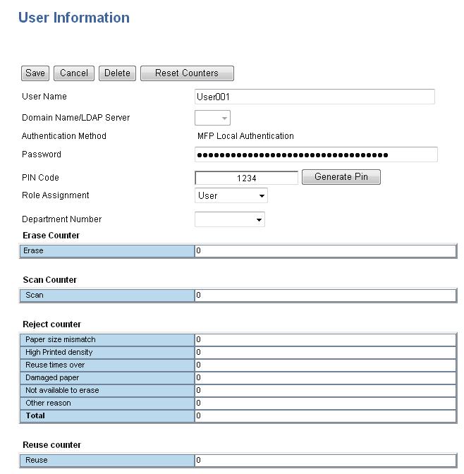 6 [User Management] Tab Page 6.[User Management] Tab Page [User Information] screen You can update registered user information. 4 5 6 7 8 9 0 4 5 [Save] button Saves the entered user information.