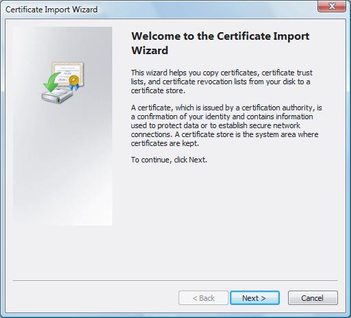 certificate: Self-signed certificate (.crt): Console Root > Certificates (Local Computer) > Trusted Root Certification Authorities Client certificate (.