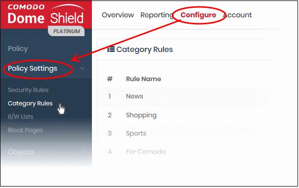 Category Rules - Table of Column Descriptions Column Header Description Rule Name The label of the rule Remark Comments provided for the rule Actions Edit / delete the rule Related information: Click