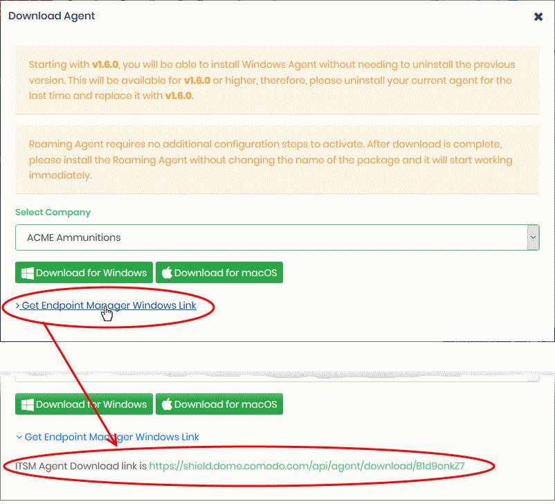 Use this link as the 'Package URL' to install the agent on managed endpoints.