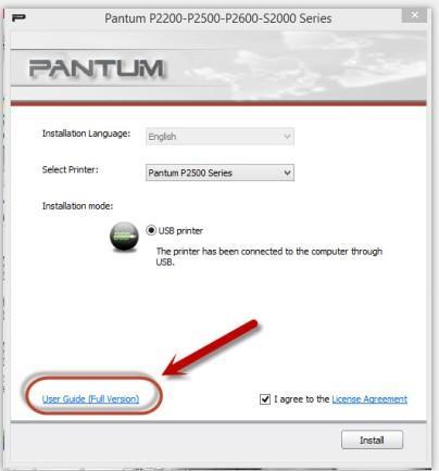 Step2: Click User Guide at the left corner of the installation interface.