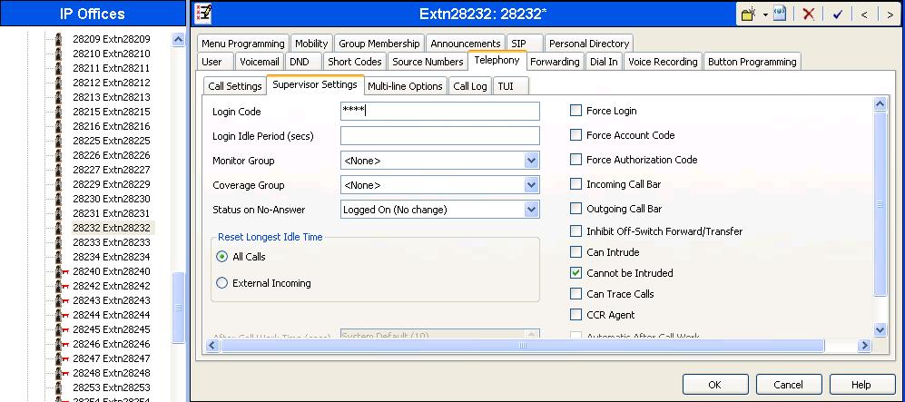 For security H.323 IP phones can have a password assigned to register with IP Office. To add the password, navigate the configuration tree in the left pane.