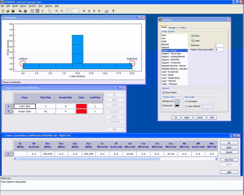 Linear Supports -5- The application of linear supports is displayed in this screen shot.