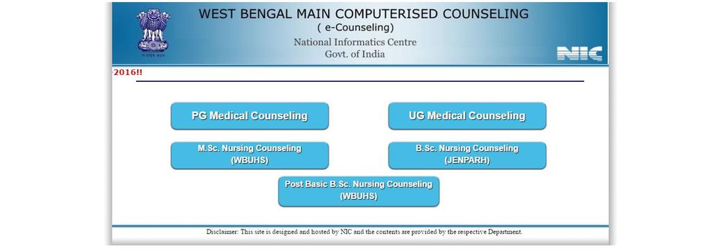 User Manual for Qualified candidates through WBJEEM 2016 to participate in the Online Counseling West Bengal UG Medical and Dental State Quota seats