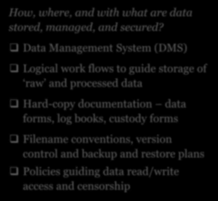 Data Management Plan Elements Description & Administration Acquisition & Collection Organization,