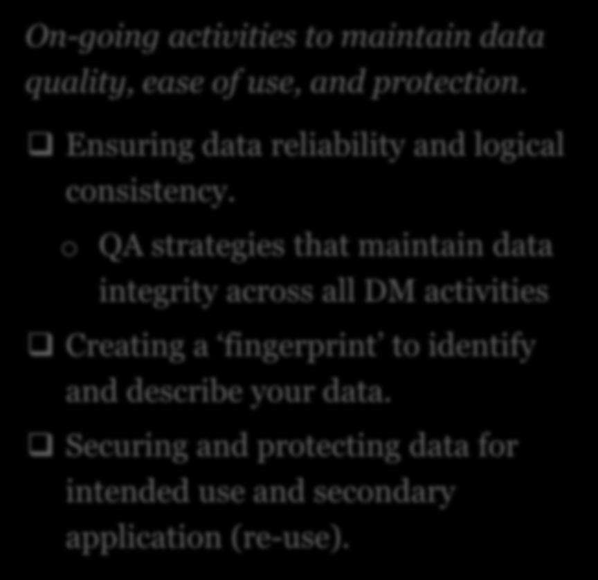 Data Management Plan Elements Description & Administration Acquisition &