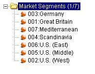 Example of Elements in the Needs Module are Usability, Design, and Reliability. Market Segments: This screenshot shows the different Elements in the Market Segments Module in a tree structure.