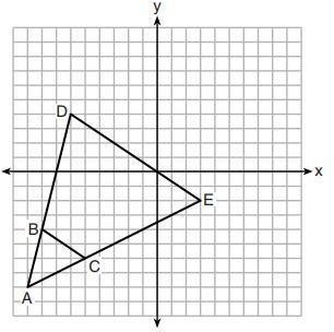 Triangle ABC and triangle ADE are graphed on the set of axes.