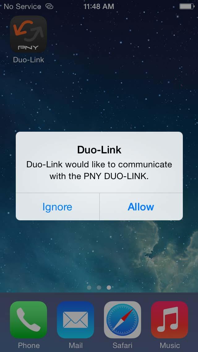 Using DUO-LINK App With the DUO-LINK App installed, connecting the DUO-LINK OTG Drive to the ios