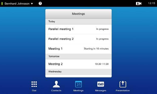 48 Scheduled meetings Parallel meetings Choose your meeting Whenever Parallel meetings occur (two or more meetings taking place simultaneously), the reminder will be displayed in context of the