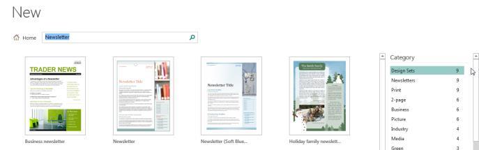 Create a New Publication You can create a new publication using either a template or a blank page.