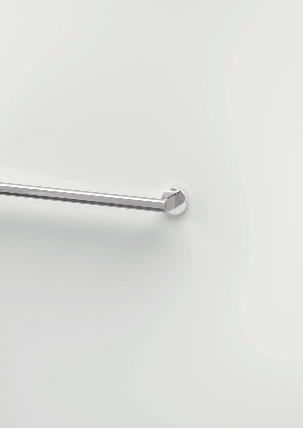 DESIGN OPTIONS Two diameters (Support rails ø 32 or 30 mm, rails with shower head holder ø 32 or 25 mm) two surfaces (satin finished stainless steel, high-polished chrome) CUSTOMISED Customised