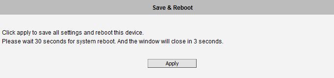 Save & Reboot The Save & Reboot section allows saving the settings and rebooting the camera