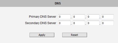 DNS The section DNS allows setting up the Domain Name Service for the camera. The camera will connect to the DNS server when there is a need to resolve a domain name for sending data to.