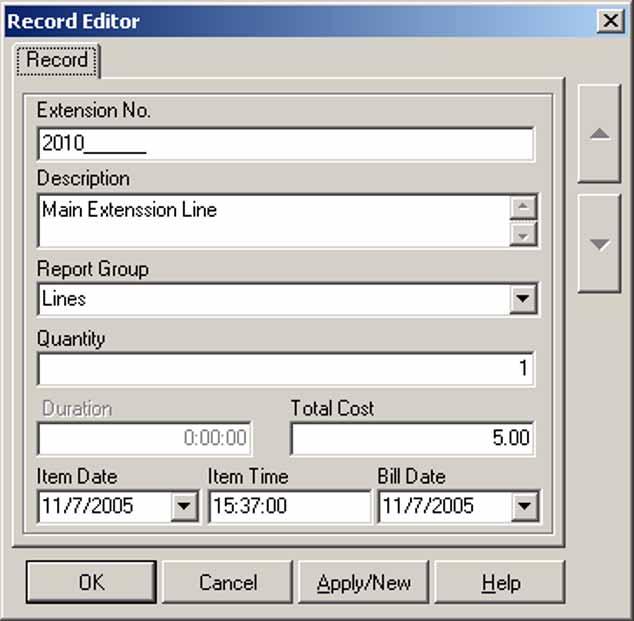 180 General Cost Allocation System 3 Click Insert New Record. The Record Editor dialog box appears, as shown in Figure 53 "Record Editor dialog box" (page 180).