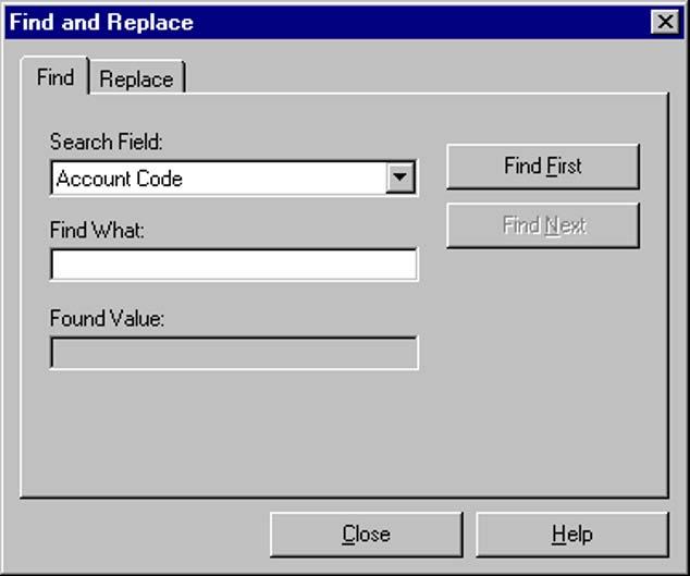 Telephony Manager Directory Services 31 Figure 6 Find and Replace window 3 Select the field you want to search from the Search Field list.