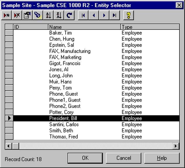 32 Telecom Billing System Figure 7 Entity Selector window --End-- Sort the employee list Procedure 8 Sorting the employee list Step Action 1 Select the organization node in the tree.