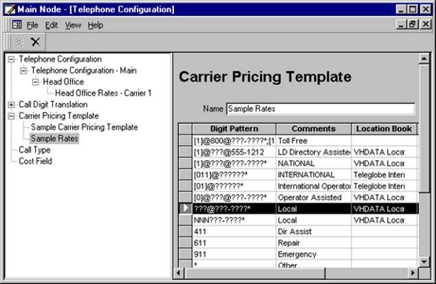 82 Telecom Billing System Figure 28 Carrier Pricing Template 3 In the Name field, enter Sample Rates. 4 Click Use Default Template to create a set of default values for North America.