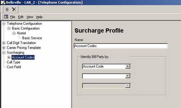 90 Telecom Billing System Figure 32 Assign Code to identify bill party 3 Create the number of Surcharge Groups required for various surcharge amounts.