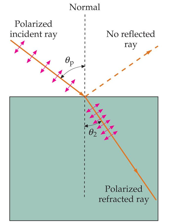 Polarization by Scattering Plane polarized light incident from the left n sinθ = n sinθ 1 p 2 2 θ = 90 -θ 0 2 p n sinθ = n cosθ ( 0 ) n sinθ = n sin 90 -θ 1 p 2 p 1 p 2 p n 2 tanθ p = n 1 The