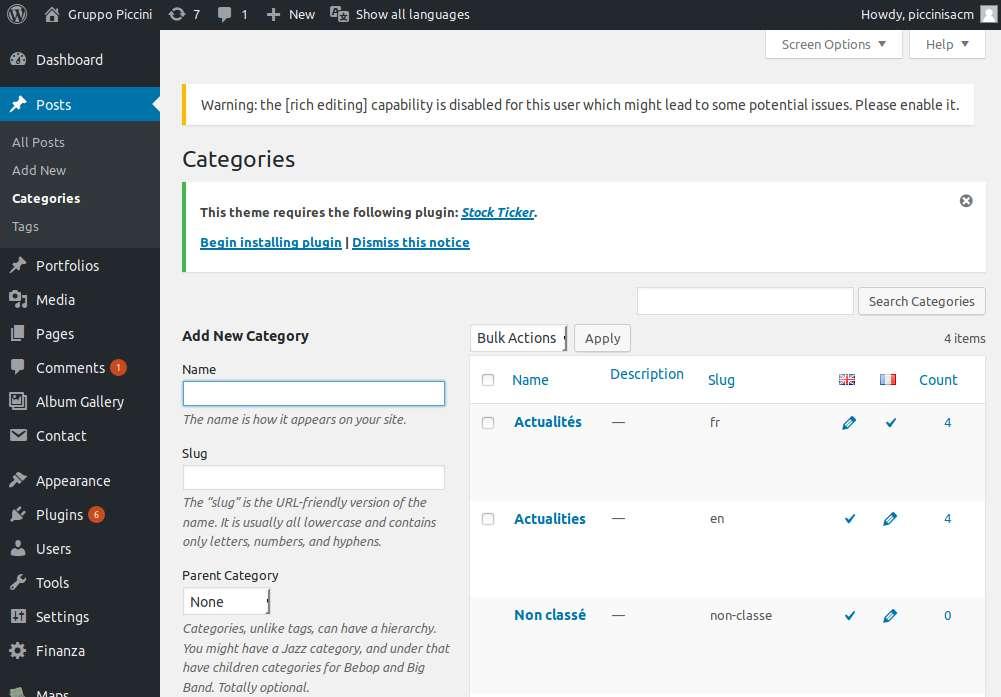 WordPress - Categories Category is used to indicate sections of your site and group related posts.
