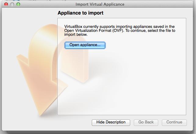 5. The Import Virtual Appliance screen opens 6.