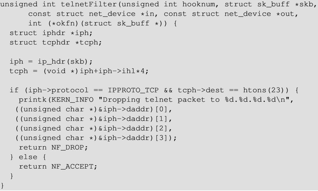 Implementing a Simple Packet Filter Firewall The entire packet is provided here.