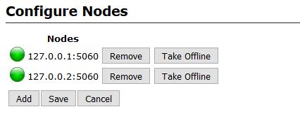 Nodes The Nodes page allows for Nodes configuration. It contains the end-point nodes that are used to terminate and fulfill requests made to the SIP service. Click Add to add a node.