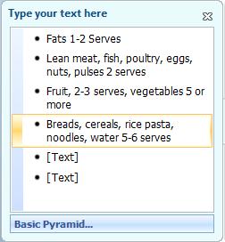 Type Lean meat, fish, poultry, eggs, nuts, pulses 2 serves then press [Enter] 11.