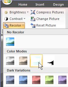 Move the mouse over the Contrast options and watch how it affects the image 9. Click on one of the higher contrast options ie +30% 10.