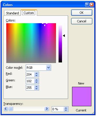 Click on More Fill Colors The Custom tab provides you with a large array of