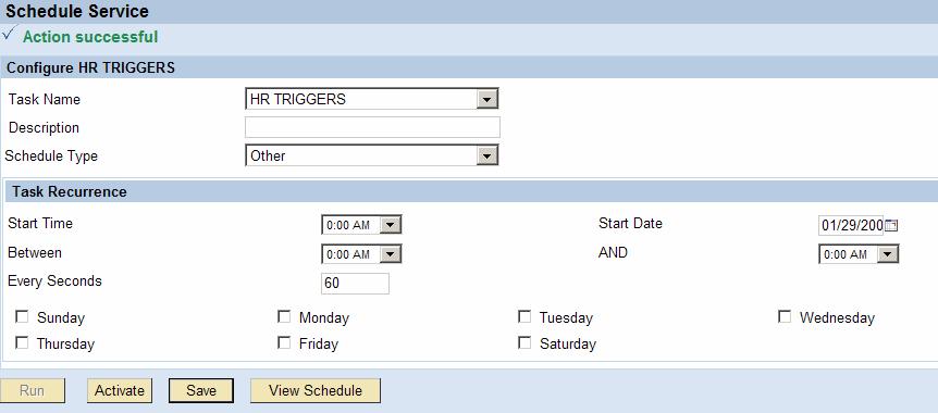 1. Log in to Access Enforcer with AE administrator privileges. 2. Go to Configuration > Background Job. 3. From the Task Name pull down menu, select. 4. Select the Schedule type. 5.