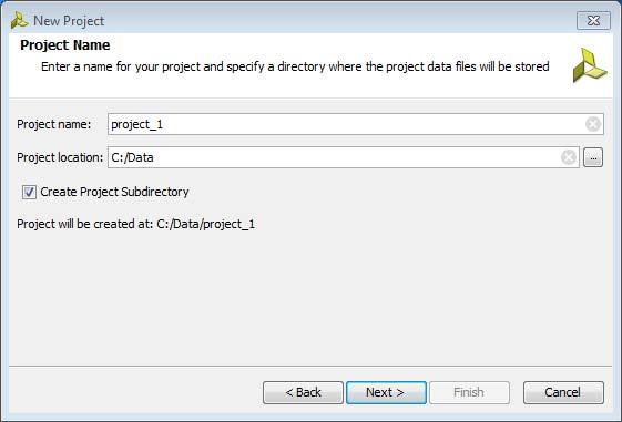 Creating a Project Creating a Project The New Project wizard takes you through the steps to define a project name and location, add source files and constraint files to the project, and select a
