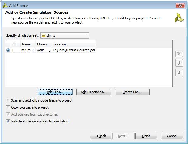 Working with Sources in Project Mode X-Ref Target - Figure 3-13 Figure 3-13: Add Sources Wizard Add or Create Simulation Sources Page Working with IP Sources In the Vivado IDE, you can add and manage