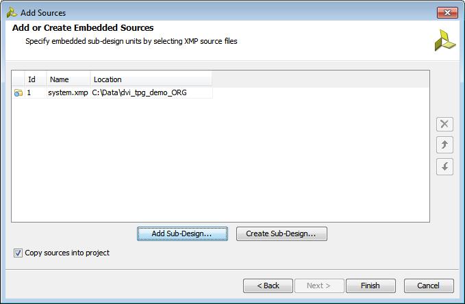 Working with Sources in Project Mode 3. In the Add or Create Embedded Sources page (Figure 3-21), set the following options, and click Finish.