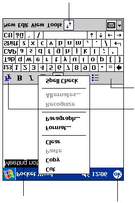 NOTE: Written words are converted to graphics (metafiles) when a Pocket Word document is converted to a Word document on your desktop computer.